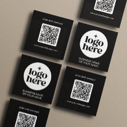 Modern Black Minimal QR Code Logo Quadratische Visitenkarte