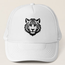 Modern Black Minimalistisch Tiger Head Hat Truckerkappe