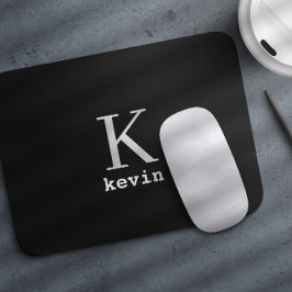 Modern Black Monogram Name personalisiert Mousepad