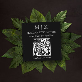 Modern Black Monogram oder QR-Scan-Code für Logo h Quadratische Visitenkarte