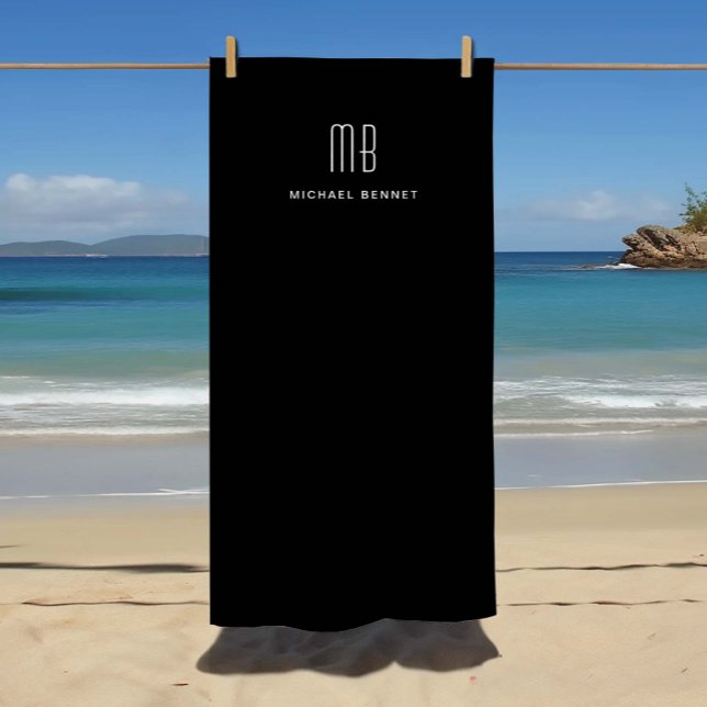 Modern Black Monogram Strandtuch (Modern Black Monogram Beach Towel)