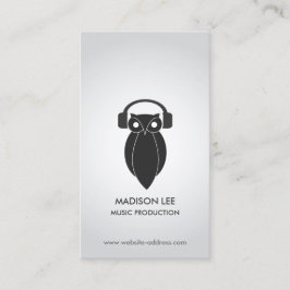 Modern Black Night Owl Logo DJ, Band, Musiker Visitenkarte