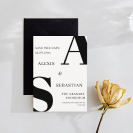 Modern Black on White Monochrome Save The Date