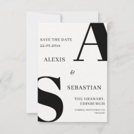 Modern Black on White Monochrome Save the Date