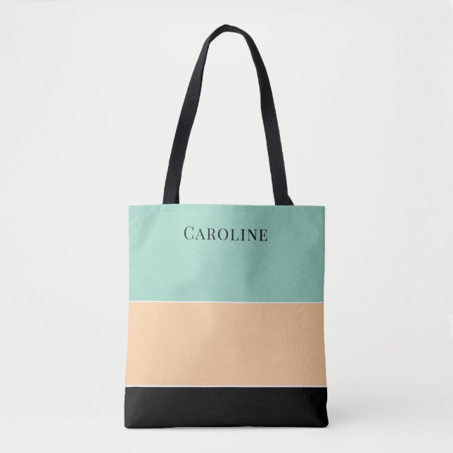 Modern Black, Peach, Green Personalized  Tasche (Vorderseite)
