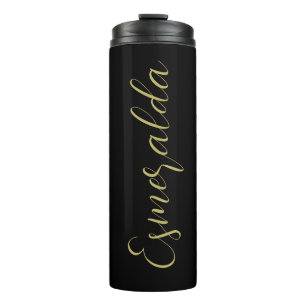 Modern Black Personalisiert Gold Typografie Thermosbecher