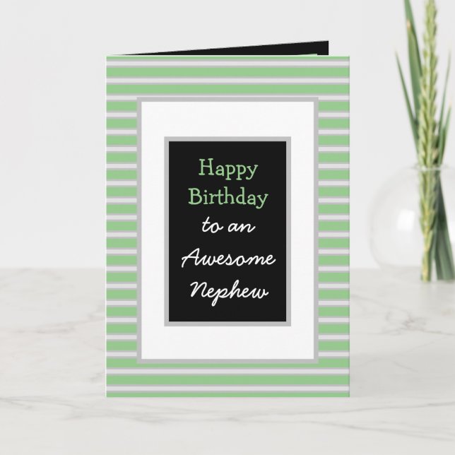 Modern Black Personalisiert Happy Birthday Nephew Karte (Vorderseite)