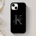 Modern Black Personalisiert Monogram Name Case-Mate iPhone 14 Hülle<br><div class="desc">Individuell gestaltete iPhone-Hülle mit modernem Handskriptmonogramm mit individuellem Initial- und Namen.</div>