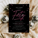 Modern Black Pink Calligraphy 40. Geburtstag Einladung<br><div class="desc">Moderne Black Pink Kalligraphie 40. Geburtstag Einladung bietet eine lustige Streuung von rosa Imitat Folie Konfetti und moderne Kalligraphie.</div>