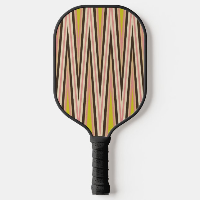 Modern Black Pink Chevron Pattern Pickleball Schläger (Vorderseite)