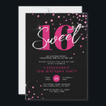 Modern Black Pink Glitzer 16 . Geburtstag Geburtst Einladung<br><div class="desc">Moderner Black Pink Glitzer 16 . Geburtstag Geburtstagseinladung</div>