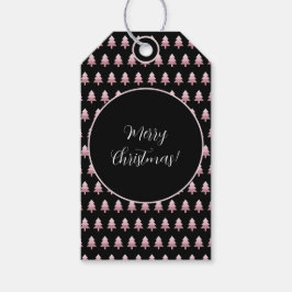 Modern Black Pink Ombre Weihnachtsbaummuster Geschenkanhänger
