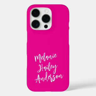 Modern Black Pink Personalisiert Monogram Name iPhone 16 Pro Hülle