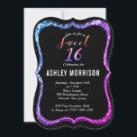 Modern Black Purplish Pink Glitzer Sweet 16 Einladung<br><div class="desc">Glamour Schwarz und Imitate sequenziert Rand Glitzer süße 16 Einladungen. Der gesamte Text ist anpassbar. Diese Einladung kann einfach an Ihre Veranstaltung angepasst werden,  indem Sie einfach die Schaltfläche "Anpassen!" auswählen,  um Ihre Veranstaltungsdetails,  Ihren Schriftart-Stil,  die Größe und Farbe des Schriftartes,  die Textplatzierung und den Wortlaut zu bearbeiten.</div>