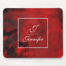 Modern Black & Red Abstrakt - Monogram Mousepad
