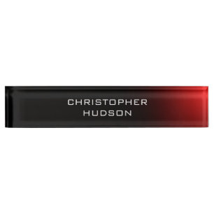 Modern Black Red Schlicht Namensplakette