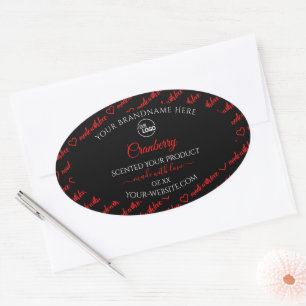 Modern Black Red Word Cloud Product Labels Logo Ovaler Aufkleber