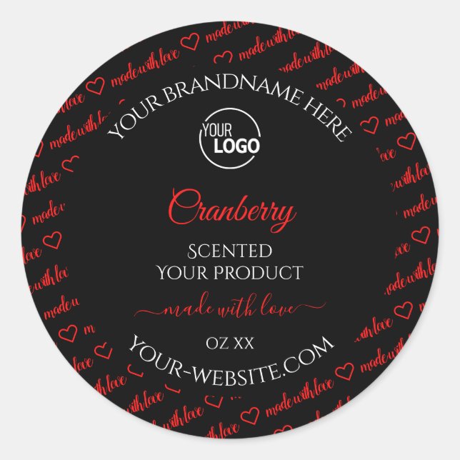 Modern Black Red Word Cloud Product Labels Logo Runder Aufkleber (Vorderseite)
