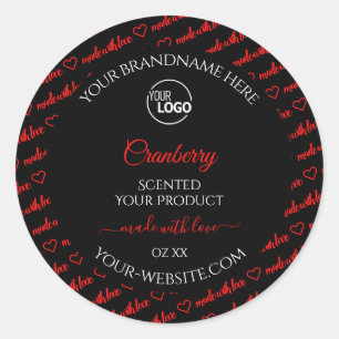 Modern Black Red Word Cloud Product Labels Logo Runder Aufkleber