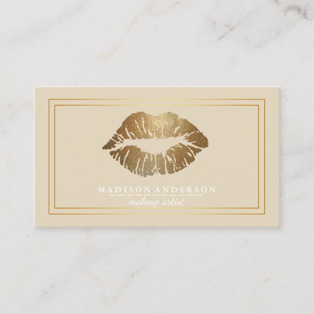 Modern Black Salon Gold Lips Visitenkarte (Vorderseite)