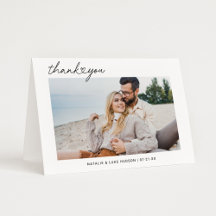 Modern Black Script Personalized Wedding Photo