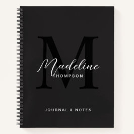 Modern Black Script Typografy Initial Monogram Notizbuch