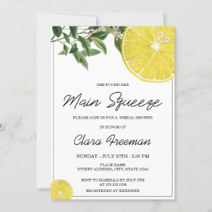 Modern Black Script Watercolor Lemon Brautparty Einladung