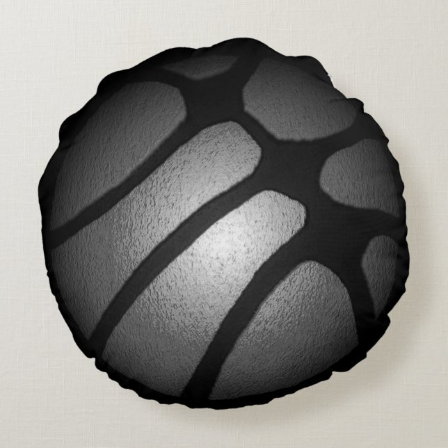 Modern Black Silver Basketball Ball Sports Rundes Kissen (Rückseite)