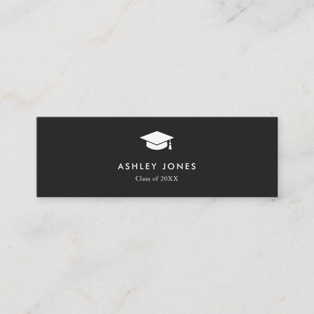 Modern Black Simple Graduation Name Card Mini Visitenkarte (Vorderseite)