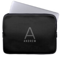 Modern Black Simple Monogram Initial Name