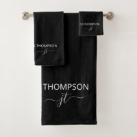 Modern Black Simple Script Giron Monogram Name 