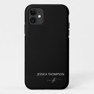Modern Black Simple Script Giron Monogram Name Case-Mate iPhone Hülle
