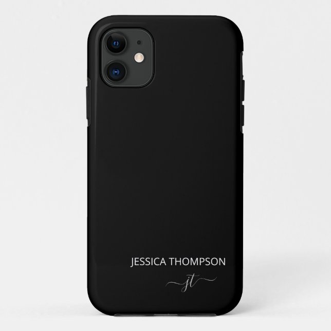 Modern Black Simple Script Giron Monogram Name Case-Mate iPhone Hülle (Rückseite)