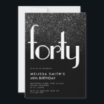 Modern Black Simple Stylish Chic 40. Geburtstag Einladung<br><div class="desc">Modernes Schwarz-weißes Einfach Stilvolles Chic 40. Geburtstag. Sie zeichnen sich durch minimales grafisches Design und schicke Typografie aus.</div>
