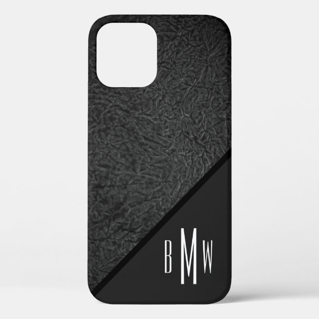 Modern Black Texture Pattern für Männer Monogramm  Case-Mate iPhone Hülle (Rückseite)