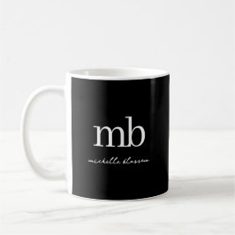 Modern Black Trendy Script Initial Monogram Kaffeetasse