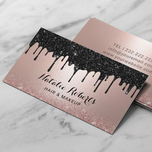 Modern Black Tropfens Rose Gold Makeup Friseur Sal Visitenkarte