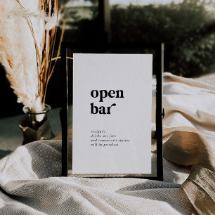 Modern Black Typografy Open Bar Sign Poster