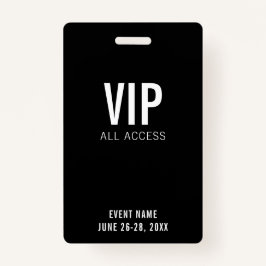 Modern Black VIP All Access QR Code Event  Ausweis