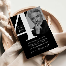 Modern Black & White 40. Foto Geburtstagsparty Einladung