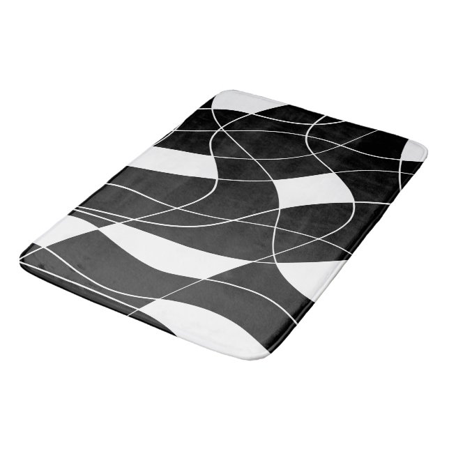 modern Black &white abstract pattern Bath Mat Badematte (Schrägansicht)