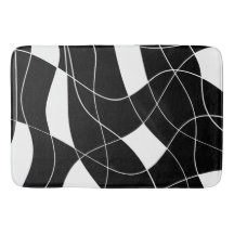modern Black &white abstract pattern Bath Mat