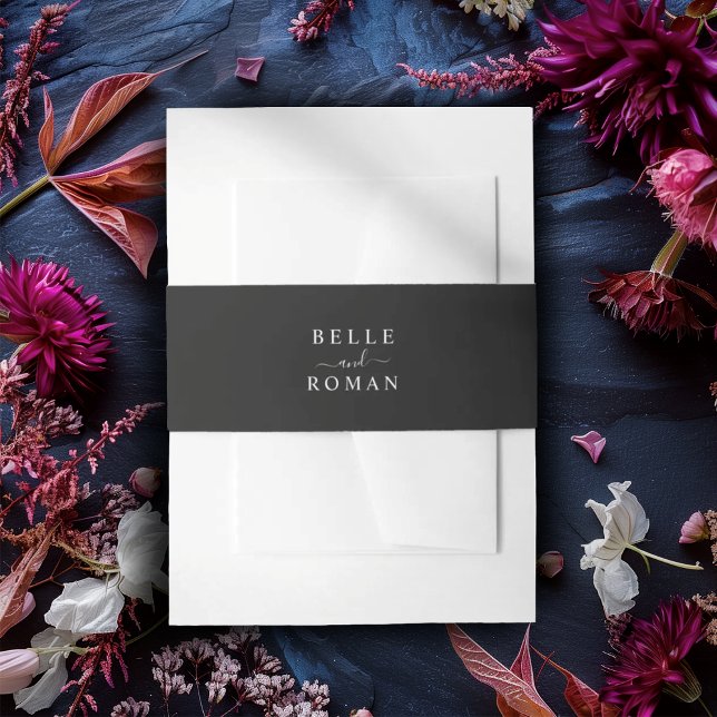 Modern Black & White Calligraphy Wedding Einladungsbanderole (Von Creator hochgeladen)