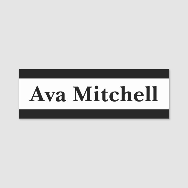 Modern Black & White Classic Name Tag Namensschild (Vorderseite)