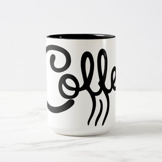 Modern Black & White Coffee Script Mug - Premium  (Centre)