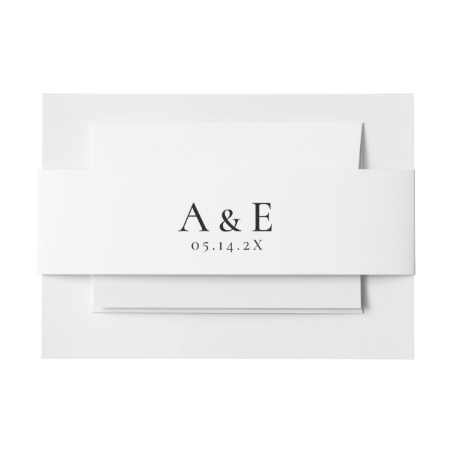 Modern Black & White Couples Monogram Wedding  Einladungsbanderole (Vorderseite Beispiel)