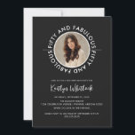 Modern Black White Fifty and Fabulous Birthday Einladung<br><div class="desc">Celebrate her milestone in style with this modern black and white Fifty and Fabulous design featuring bold typography and an elegant photo layout—perfect for a chic,  confident woman’s 50th birthday celebration. Contact the designer for more design customization options.</div>