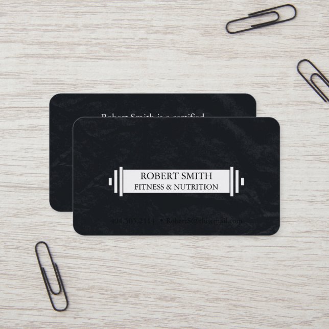 Modern Black & White Fitness Trainer Coach Chic  Visitenkarte (Vorderseite/Rückseite Beispiel)