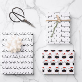 Modern Black & White Fon La La La La La La Sing Ca Geschenkpapier Set