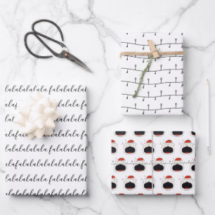 Modern Black & White Fon La La La La La La Sing Ca Geschenkpapier Set